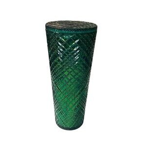 No Straw Starbucks 2021 Emerald Green Jeweled Grid Venti 24 oz‎ Tumbler Cup